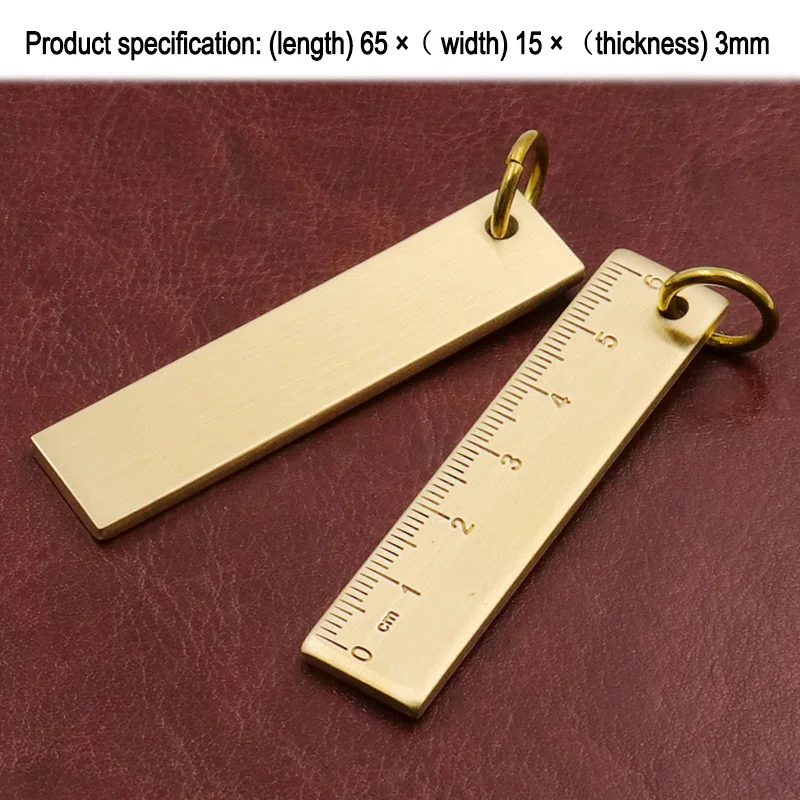 두꺼운 황동 금속 눈금자, 구리 키 펜던트, 번호판, 도면 용품, 미니 눈금자, 6cm, 3mm