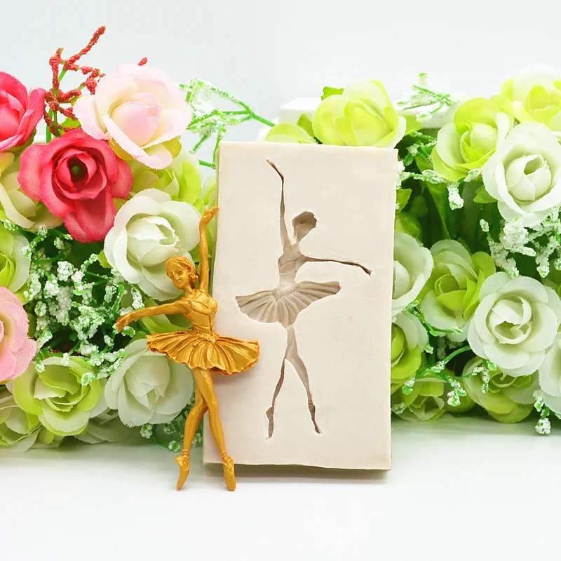 Ballet Silicone Mold Girl Cake Chocolate Dessert Lace Decoration DIY Design Pastry Fondant Moulds Resin Kitchen Tool For Baking