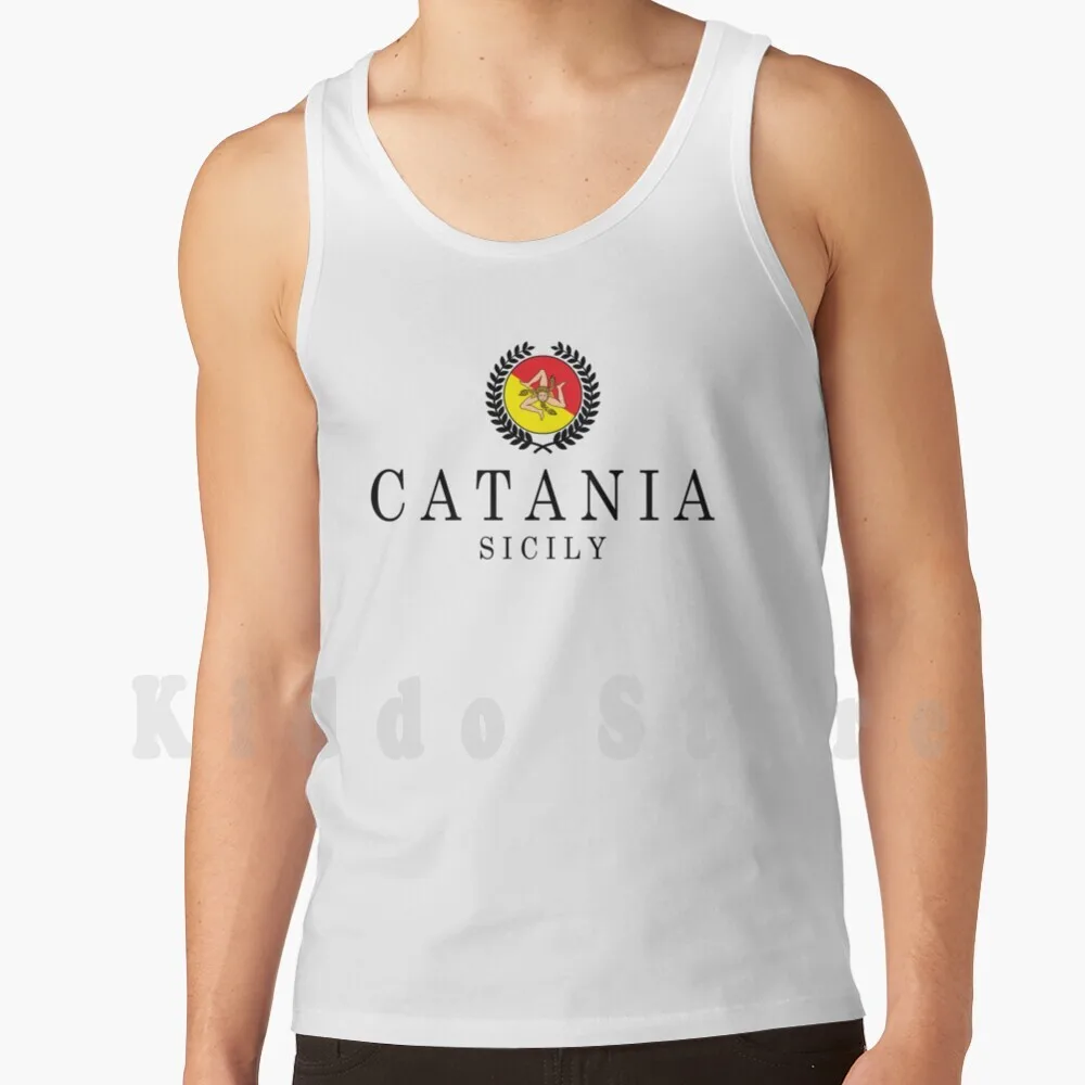 Catania Sicily Tank Tops Vest 100% Cotton Catania Sicily Sicilian Italia Italy Italian Sicily Flag Sicily Island Siciliano