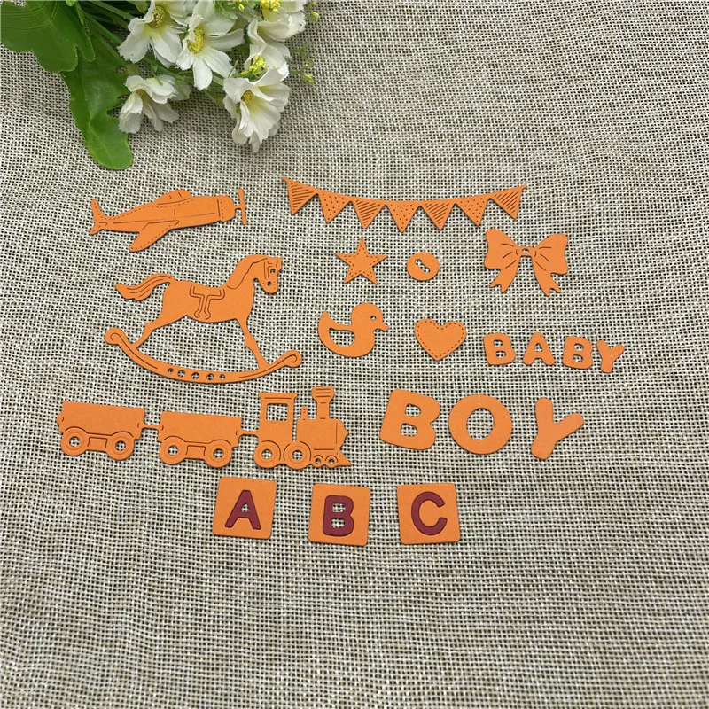 12PCS-SET BOY BABY Lacemetal cutting dies  mold Round hole label tag Scrapbook paper craft knife mould blade punch stencils dies