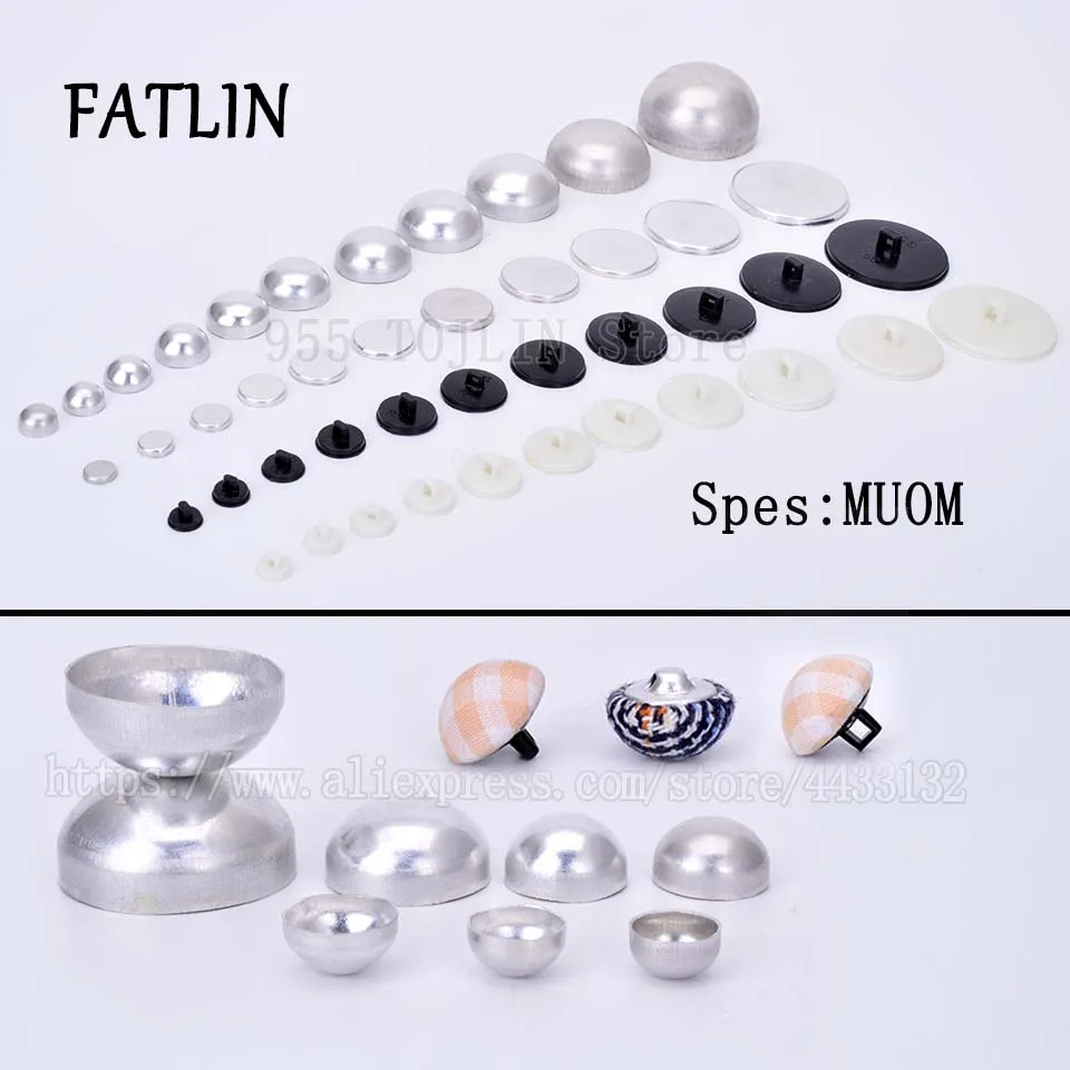 100sets Mushroom Fabric Covered Cloth Button 16L-44L Plastic Back Aluminium flat Back for Earring/Hair DIY Accessories Clothes