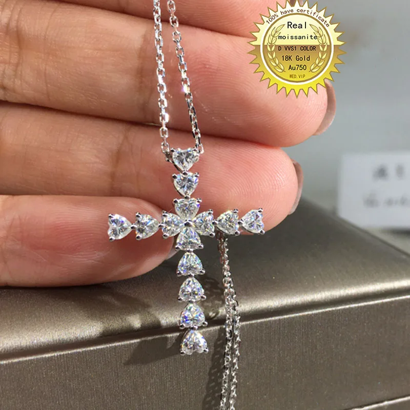 

Solid Au750 18K gold Necklace 2.8ct moissanite Diamond DVVS color With national certificate 004