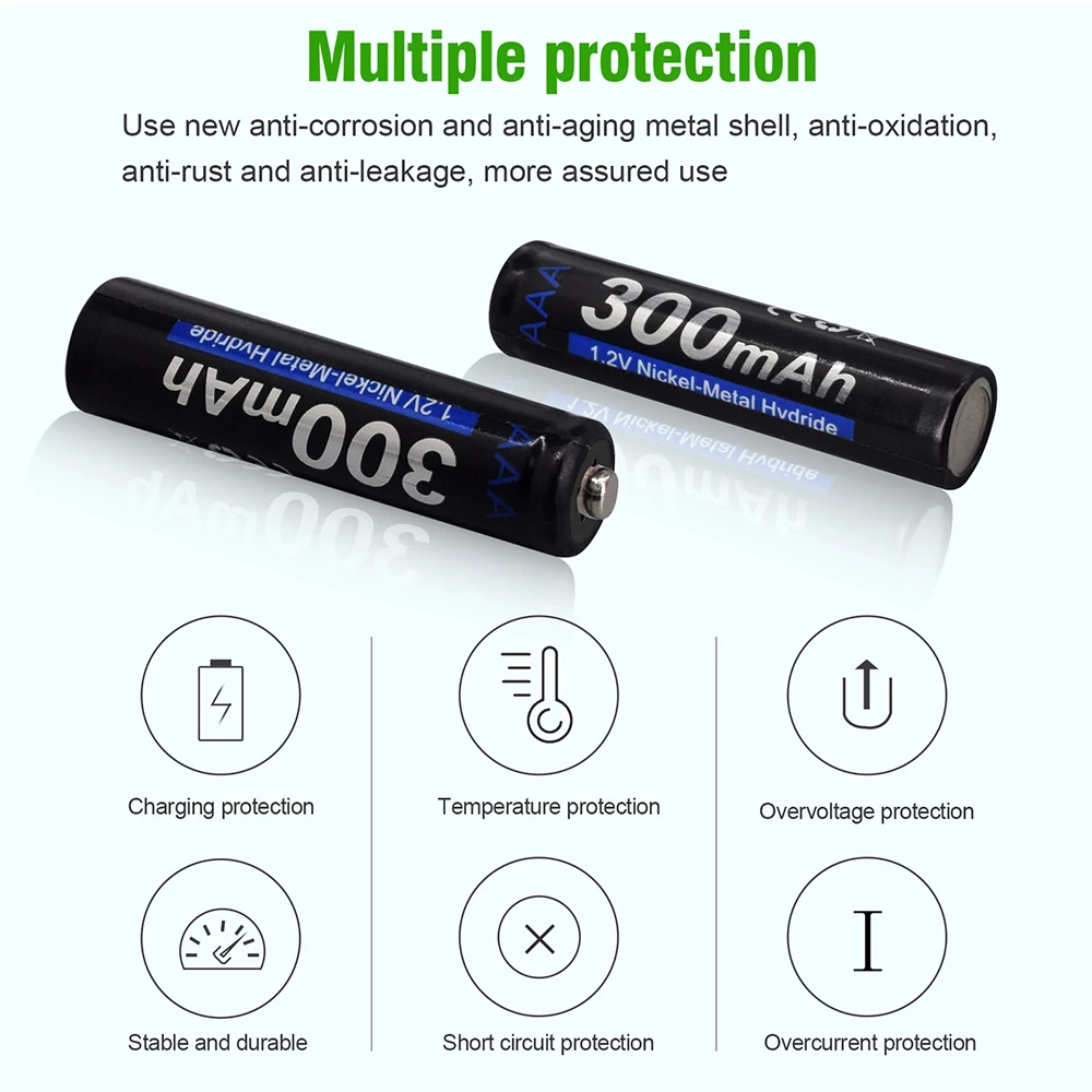 AAA Rechargeable Battery 1.2V Nimh AAA Battery 300mah