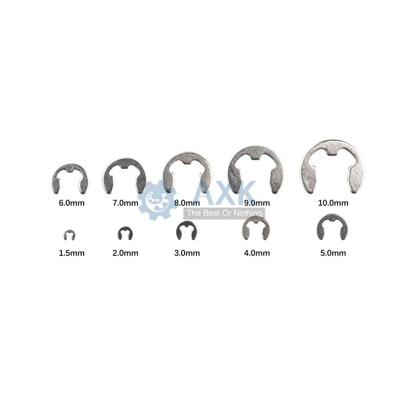 120/200 PCS 304 Stainless Steel Stainless Steel E Clip washer Assortment Kit Circlip retaining ring for shaft fastener M1.5~M10