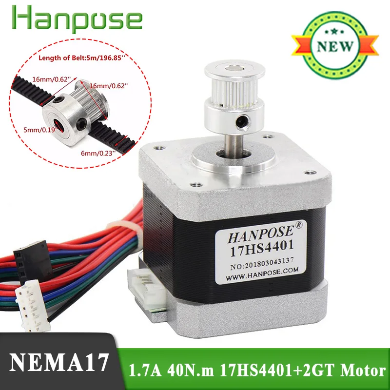 4-Lead Nema17 Stepper Motor 1.7A 17HS4401 With 1PCS 20tooth Aluminum Parts 2GT Synchronous Wheel For 3D Printer Step Motor