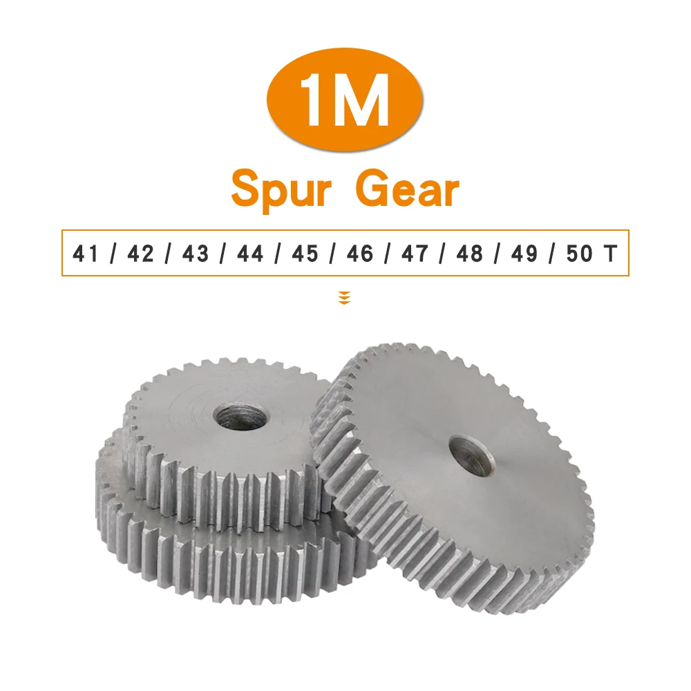 

1 Piece Spur Gear 1M-41/42/43/44/45/46/47/48/49/50T SC45# Carbon Steel Material Cylindrical Gear For Transmission Parts