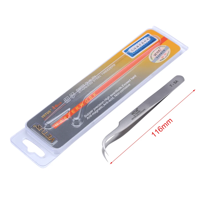 Vetus Electronic Industrial Tweezer 1-SA 2-SA 3-SA 4-SA 5-SA 7-SA Anti-static Curved Straight Tip Precision Forceps Phone Repair