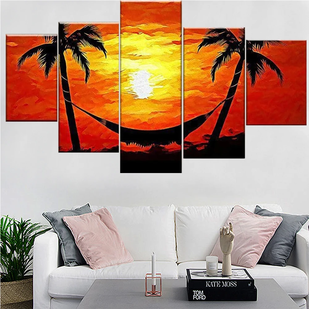 

5 Pieces Wall Art Canvas Painting Landscape Poster Beautiful Sunset Modern Living Room Modular Pictures Home Decoration