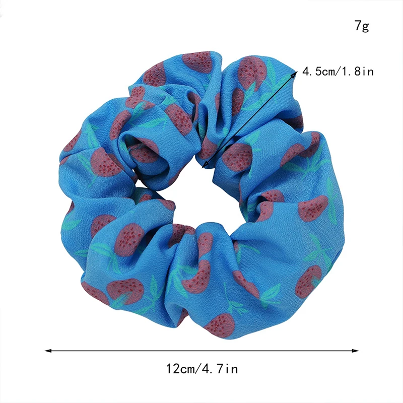 Small Fresh Fruit Print Scrunchies Hair Accessories Lemon Fruit Cherry Hair Ring Tie Elastic Hair Rubber Bands Ponytail Headwear