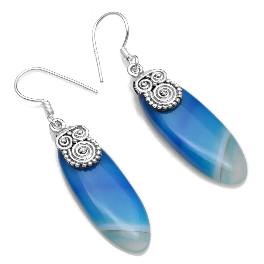 

Серьги из стерлингового серебра 925 пробы с ботсванским агатом, 46,2 мм, 2SE0418