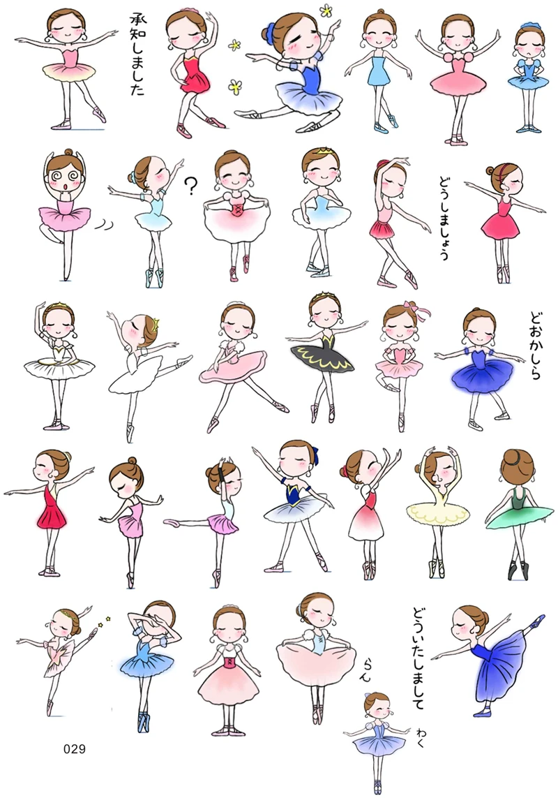 31pcs Ballet girl stickers Diary Sticker Scrapbook Decoration Paper DIY Stickers School Office Supply kids toys Waterproof