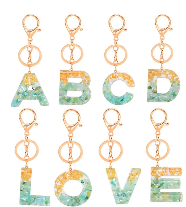 New 100pcs  Fashion Keychains for Keys Women Jewelry A-Z Letters Initial Resin Handbag Pendant Cute Keychain Accessories gift