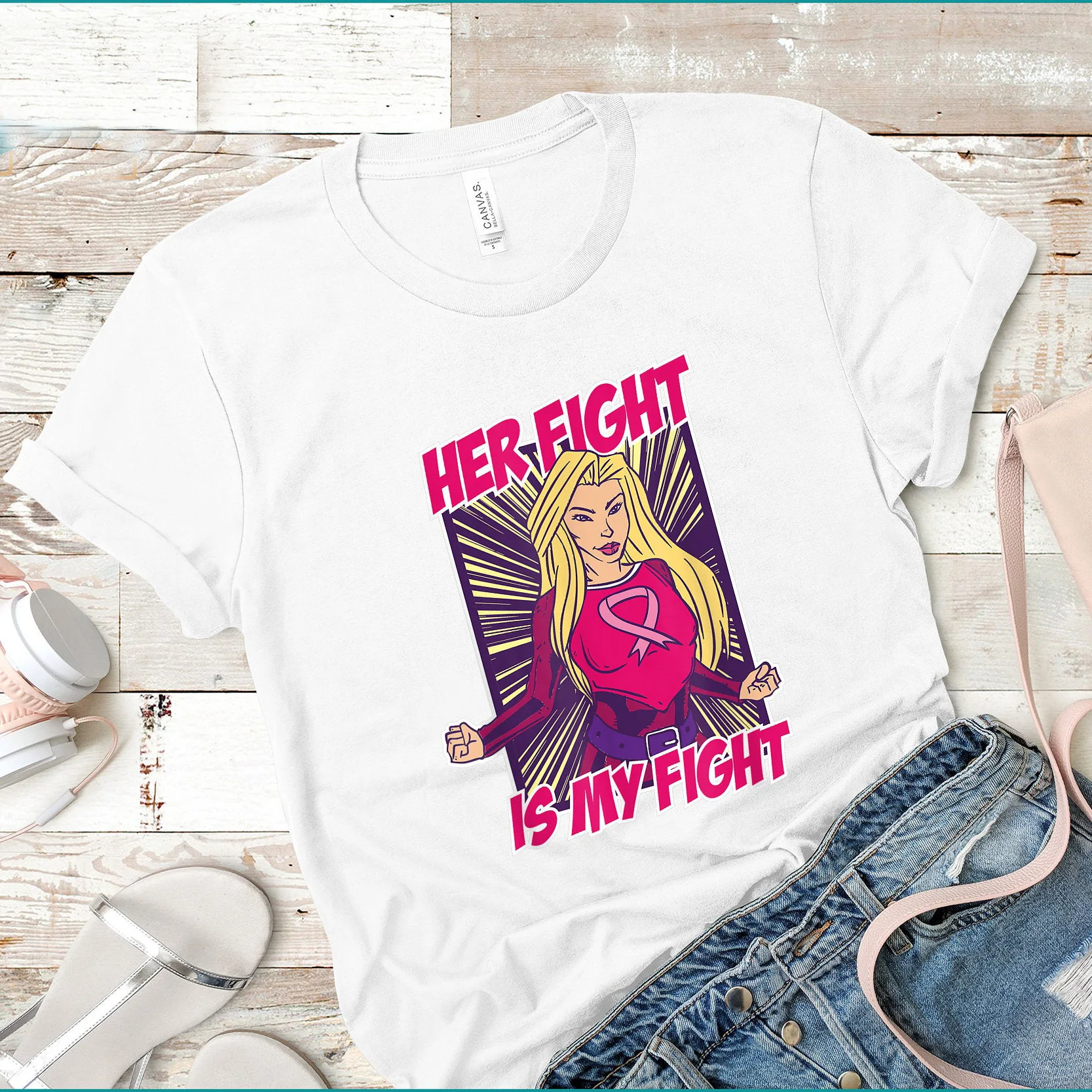 Casual Her Fight Is My Fightt Print Harajuku Top Damski T-shirt Damski Podstawowy O-kołnierz Krótki Rękaw Damski T-shirt Dziewczyna, Drop Ship