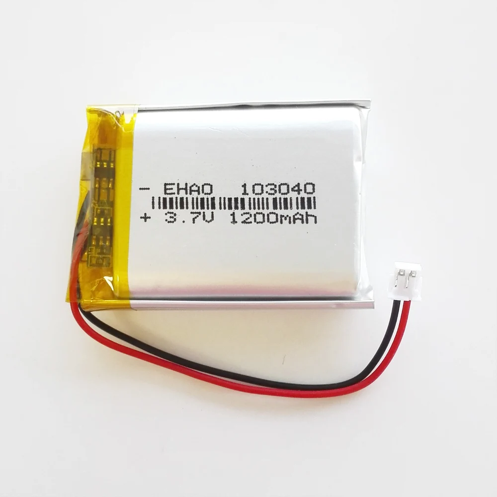 3.7V 1200mAh litowo-polimerowa LiPo akumulator 103040 + wtyk JST 2Pin 1.5mm do MP3 GPS DVD aparat telefoniczny Ledlight