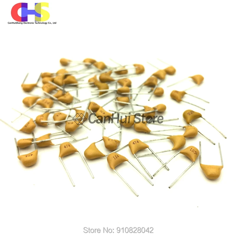 Capacitor cerâmico Multilayer, 50V, 100 ~ 106, 10pF ~ 10uF, 102, 103, 104, 105, 39, 820pF, 1, 22, 33, 47, 56, 68, 100 nF, 0,01, 0,1 uF, P5.08 mm