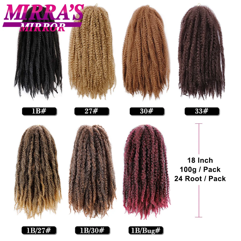 Marley Braid Hair for Faux Locs 크로 셰 뜨개질 머리카락 18 인치 Afro Kinky Curly Crochet Braids 여성용 합성 헤어 익스텐션