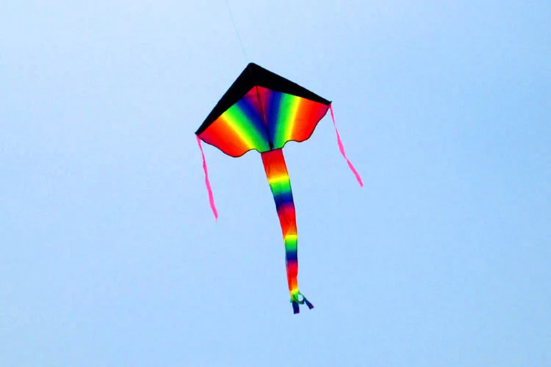 Zabawa na świeżym powietrzu 2,1 m Duże tęczowe latawce delta z 100 m linką do trzymania Latawce dla dzieci Zabawki do latania Sporty na świeżym powietrzu Zabawki na świeżym powietrzu