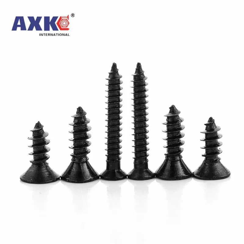 100pcs M2 M2.6 M3 M3.5 Black Steel Mini Micro Small Phillips Flat Countersunk Head Cross Round Pan Head Self-tapping Wood Screw