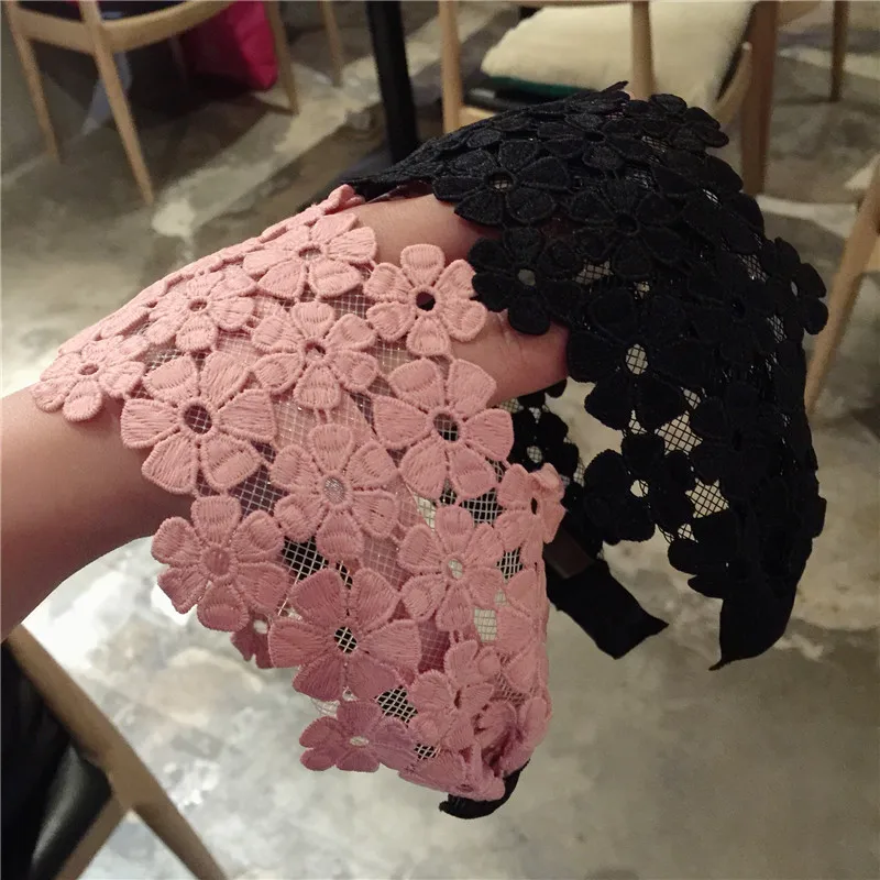 Spain Embroidery Flower Head Wrap Women Headband Bohemian Floral Handmade Knitted Butterfly Hair Accessories Head Wear Hair Hoop