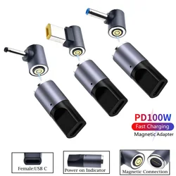 100W Magnetic Plug Connector Type C USB C to 19pcs Dc Power Jack Laptop Charger Converter for Asus Hp Dell Lenovo Notebook
