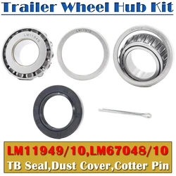 1 Set Fits for 1-1/4'' 3/4'' Axles Trailer Wheel Hub Bearings Kit LM11949/10 LM67048/10 03813TC Dust Cover and Cotter Pin