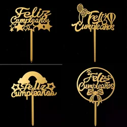 INS 새로운 스페인어 Feliz Cumpleanos 케이크 토퍼, 아크릴 생일 축하 케이크 토퍼, 생일 기념일 파티 케이크 장식