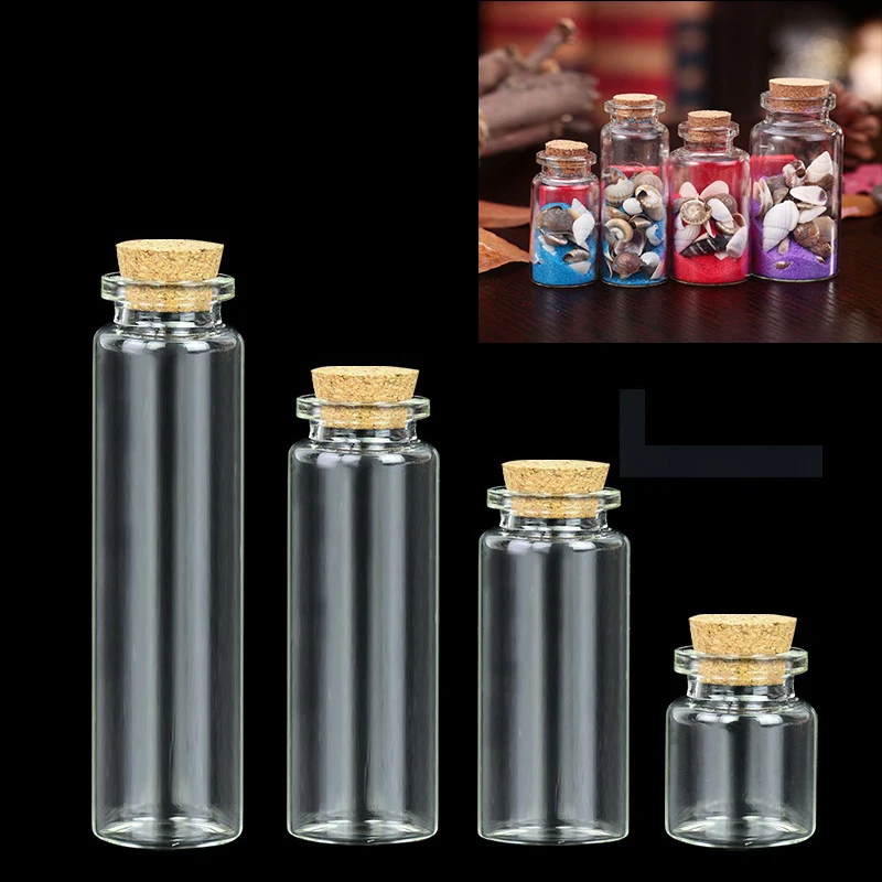 

4/5/6/8ml 5Pcs Transparent Glass Bottle With Cork For Portable Spice Bottle Beads Filler Jars Christmas Wish Bottle Crafts Vials