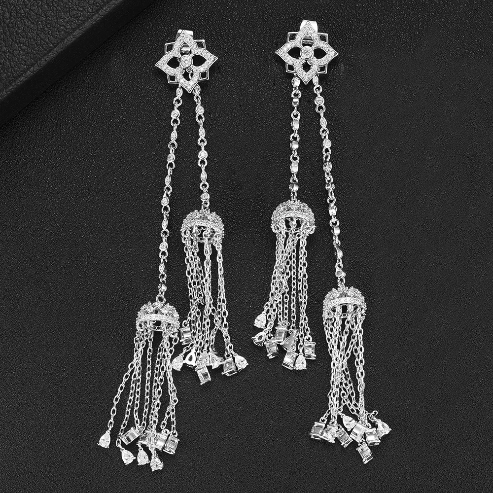 Missvikki Trendy Fashion Dangle Earrings Women Bridal Wedding Long Earrings Luxury Delicate Detachable Pendant Jewelry New Hot