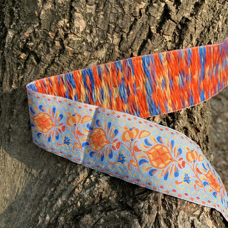 ZERZEEMOOY 2 inch 5cm 5yard Or 10yard 5 Colors Woven Jacquard Ribbon Trims Totem Flowers Design For Clothing Straps Accessory