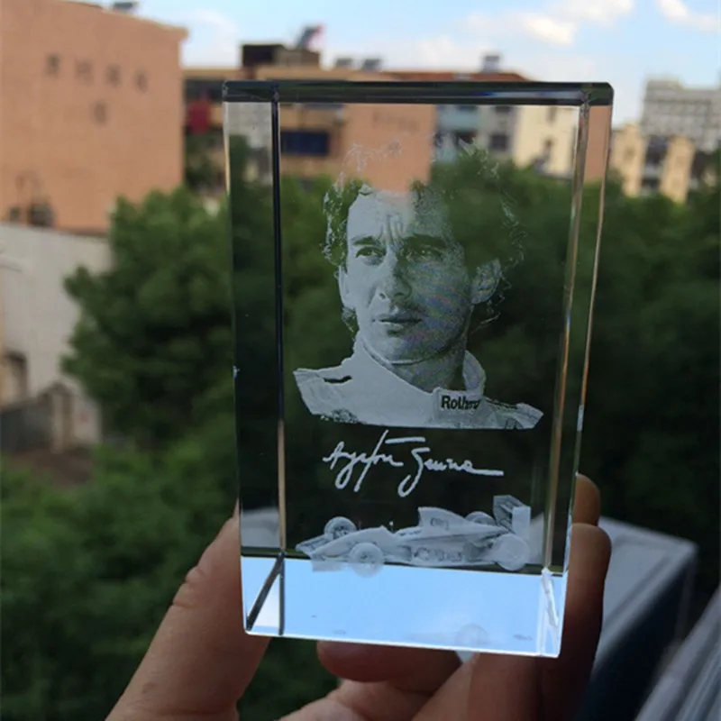 3D laser Ayrton Senna da Silva Racing driver Crystal Glass Paperweight Souvenir Kids Birtherday Gift & Business Gifts