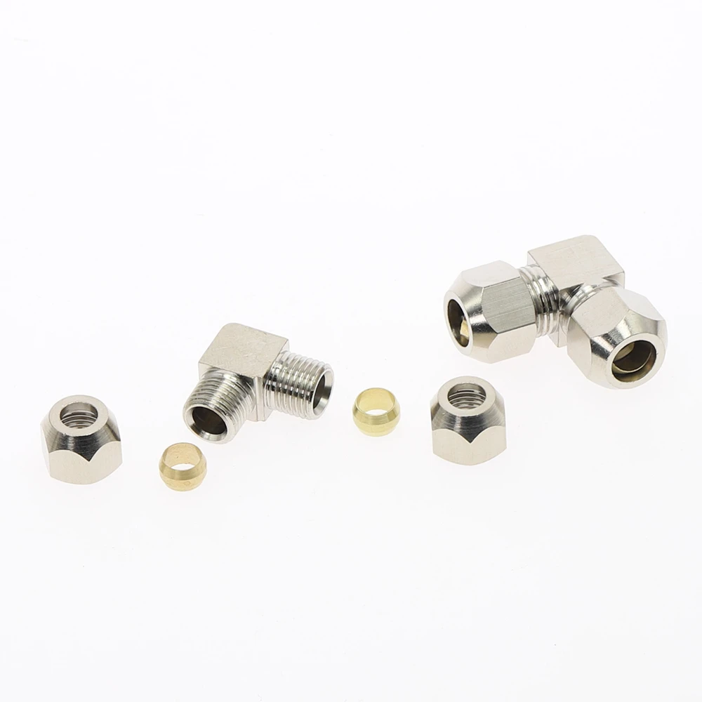 1 stücke Messing Öl Rohr Fitting 4mm 6mm 8mm 10mm 12mm 14mm Rohr OD ellenbogen 90 Grad Einzelhülsen-rohranschlüsse Rohr Armaturen Anschluss