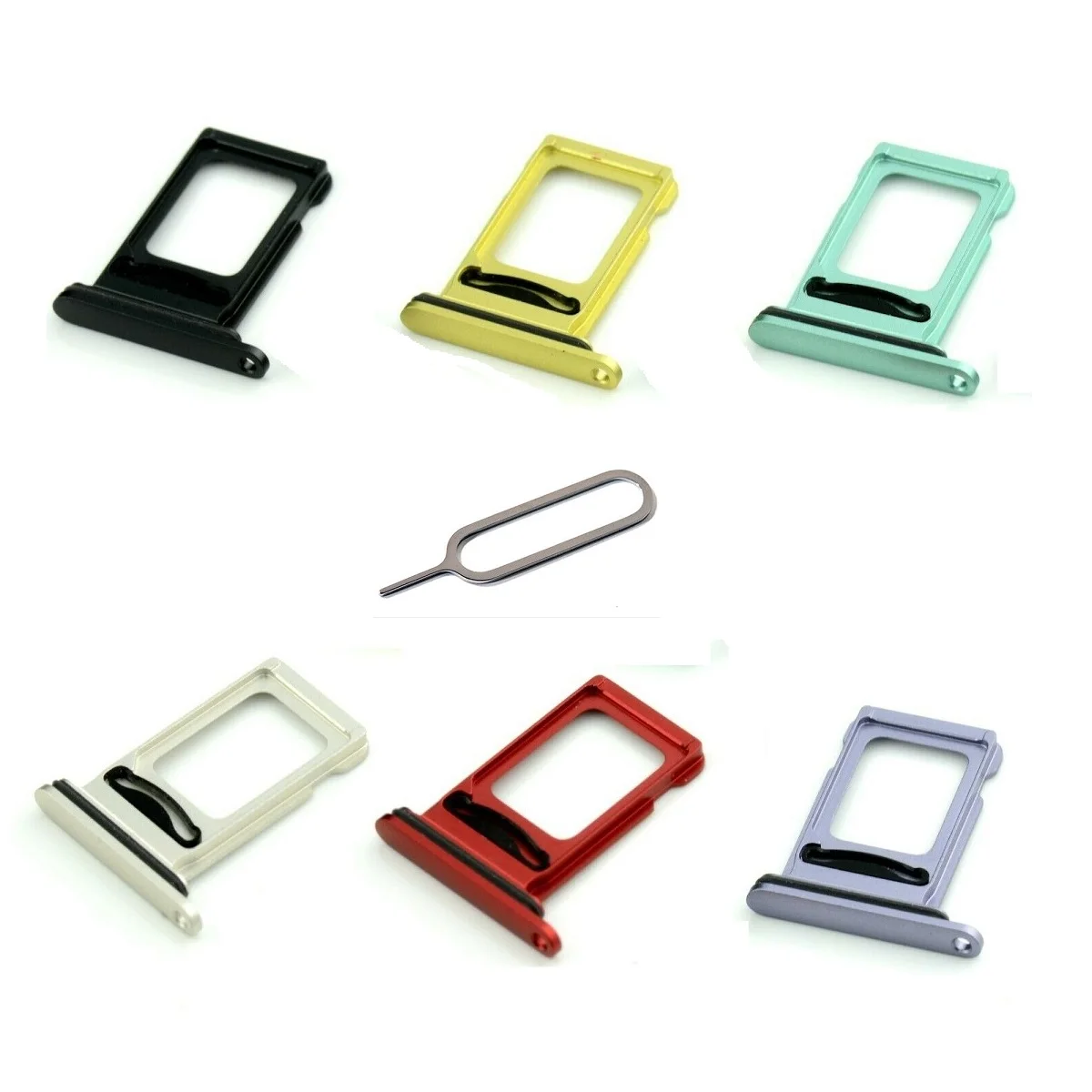 For Apple iphone 11 Dual SIM Card Tray Sim Card Holder With Free Eject Pin Silver Grey Red Yellow Green Purple Color