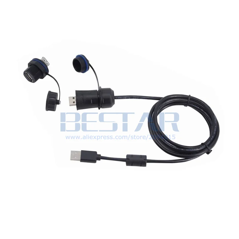 USB 2.0 Extension Cable IP68,มาตรฐานอุตสาหกรรมประเภทหญิงหญิงขั้วต่อปลั๊กป้องกันฝุ่นหมวก