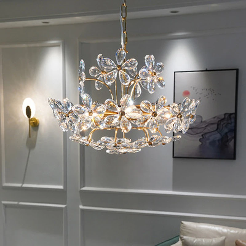 

Luxury Glass Chandelier European fancy chandeliers modern lustres de cristal golden For Restaurant child room art deco lamp