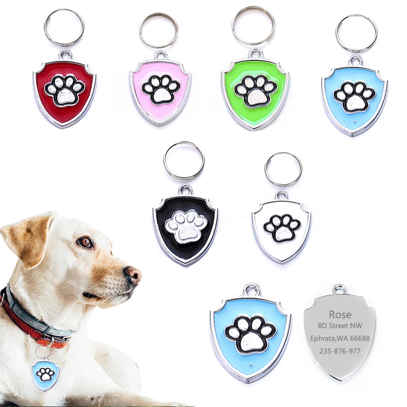 

Custom Dog Tag Engraved Pet Dog Collar Accessories Personalized Cat Puppy ID Tag Stainless Steel Paw Name Tags Pendant Anti-lost