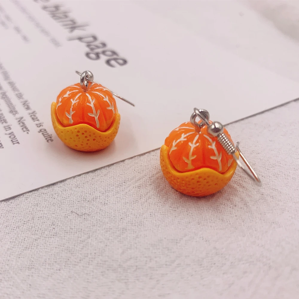 New Acrylic Orange  Pendant Earrings Quality Drop Earrings for Girls Women Children Birthday Gift Lovely Jewelry