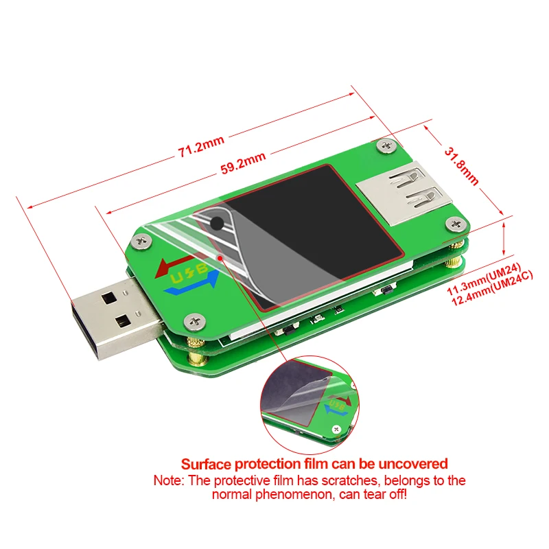 RD UM24 UM24C APP USB 2.0 Wyświetlacz LCD Woltomierz amperomierz Miernik napięcia ładowania akumulatora Multimetr Kabel pomiarowy Tester