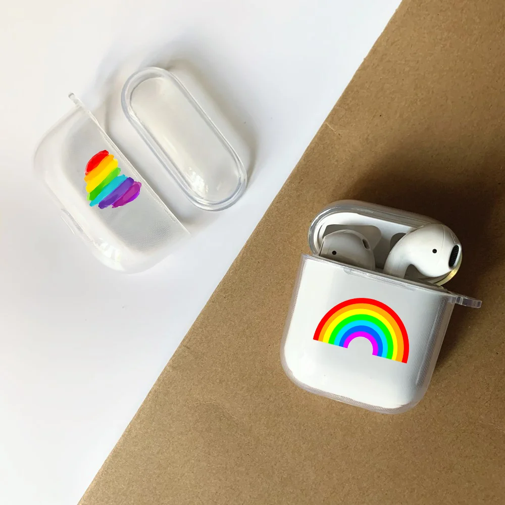 حافظة لجهاز Apple Airpods 1 2 Pro حافظة من السيليكون الناعم عليها قوس قزح لهواتف Airpods حافظة واقية للشحن