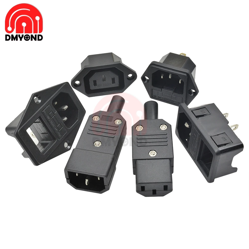 1PCS AC-013A Male Female AC-02A Snap-on AC Power Socket 2 Holes 15A 125V Core  AC-01 AC-04 AC-01A 10A 250V Iron Core Interface - Image 4