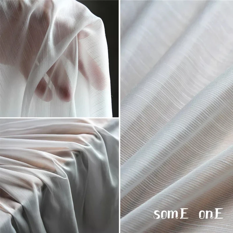 

Line Crepe White Chiffon Fabric Lace Tulle Polyester DIY Patchwork Decor Stage Skirts Doll Dress Designer Fabric