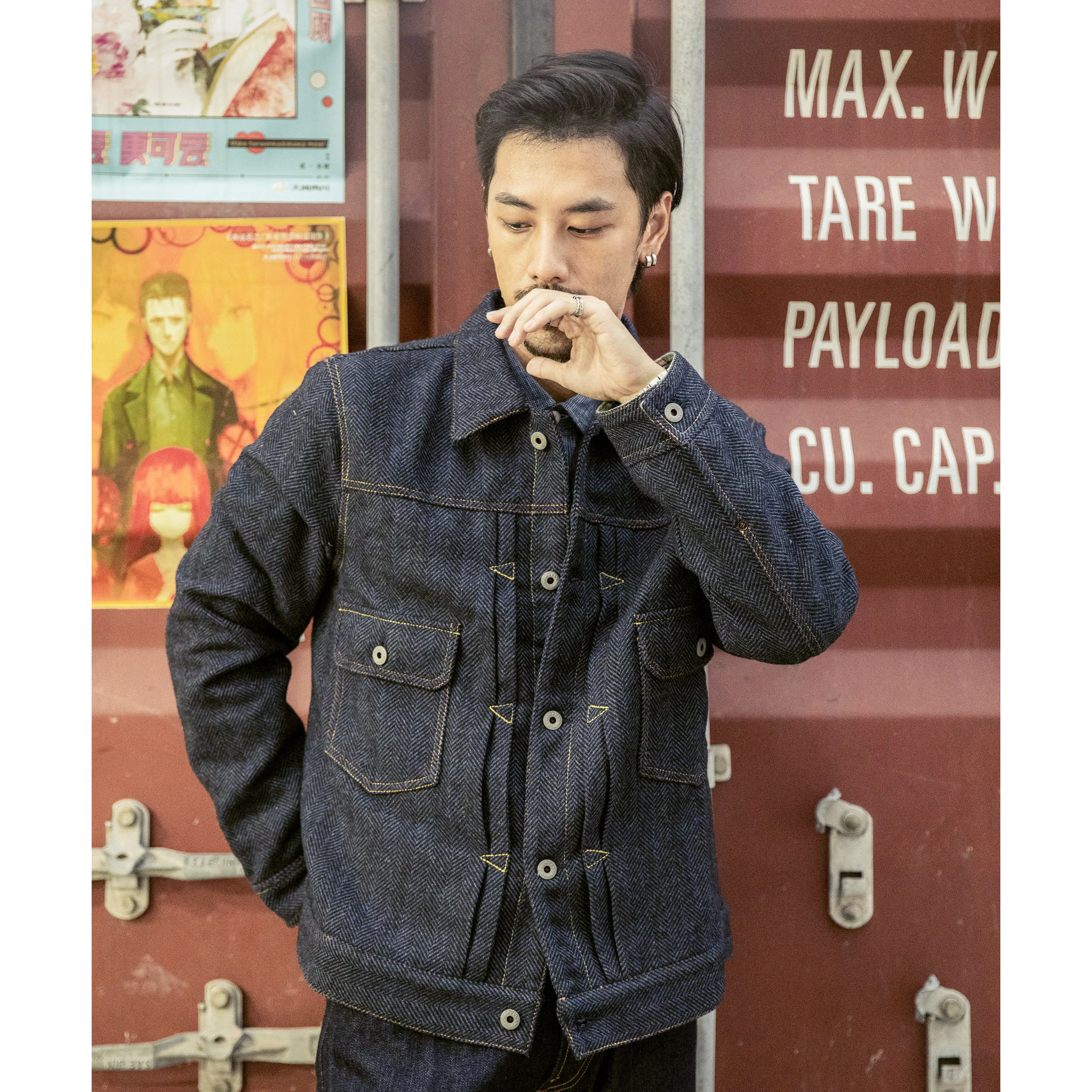 WT-0003 Read Description ! Asian Size Washed Hand-Made Man\'s Vintage Super Heavy Wool Casual Stylish Jacket