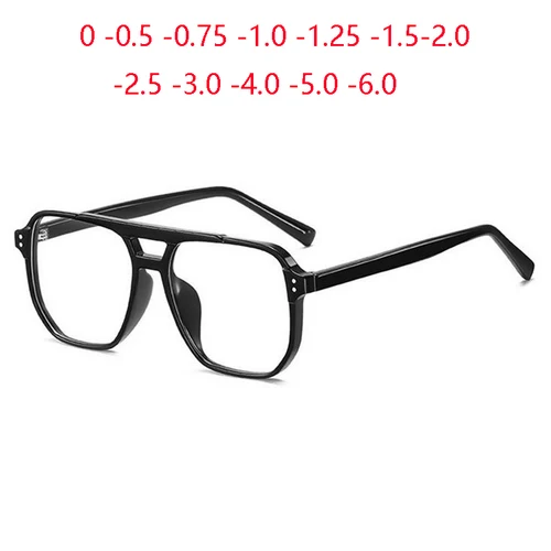 Imagen 1 del producto Gafas de doble haz TR90 con bloqueo de luz azul, anteojos para miopía Unisex, montura grande, gafas graduadas de polígono 0-0,5-0,75 To-6,0