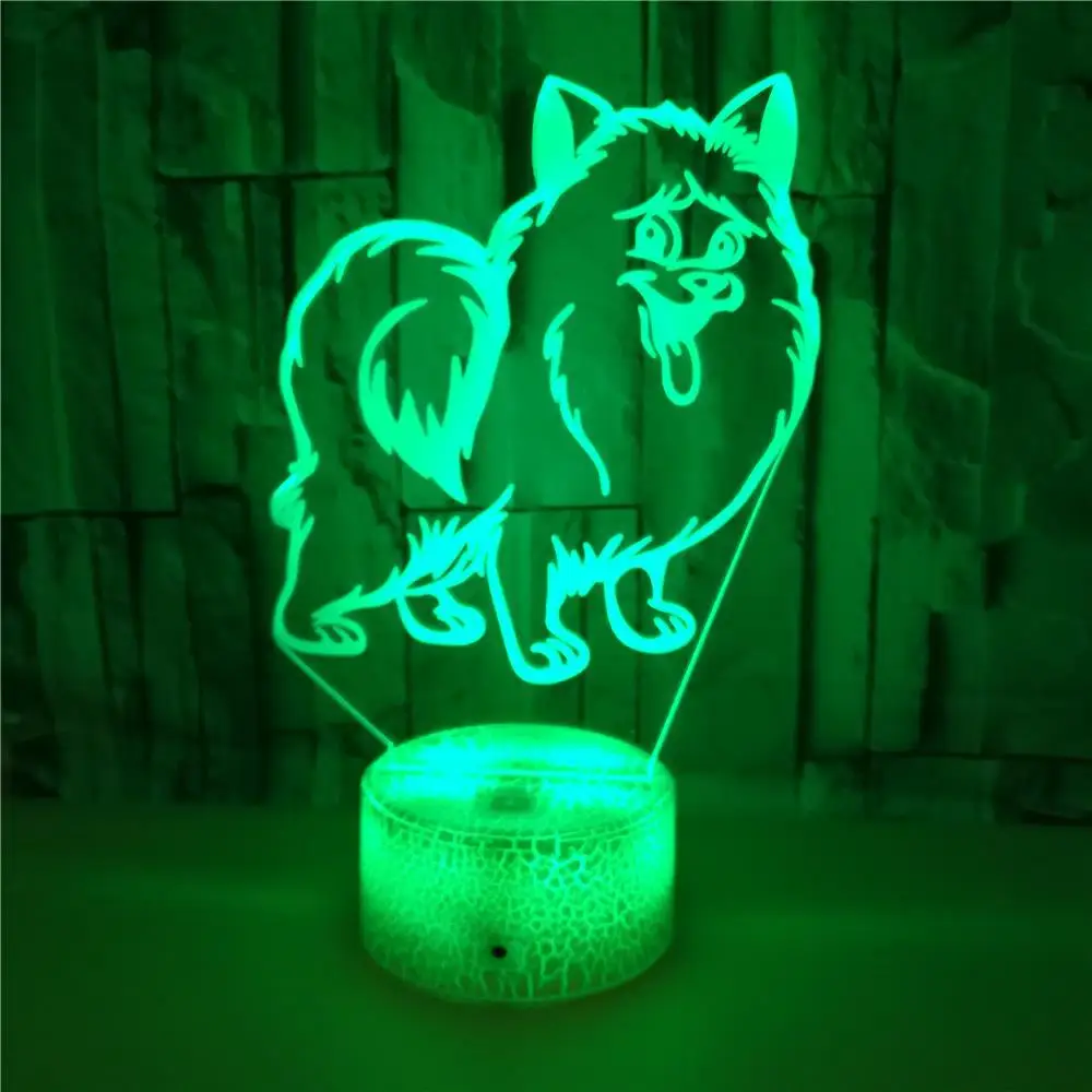 Dog 3d Night Lamp Crack Colorful Touch Remote Night Light Control Gift Usb Home Atmosphere Animal 3d Table Lamp