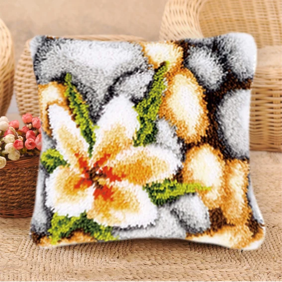 3D Segment Embroidery Pillow Wool Handcraft DIY Latch Hook Rug Kits Flowers Plants Series Carpet Embroidery Materials Supplies