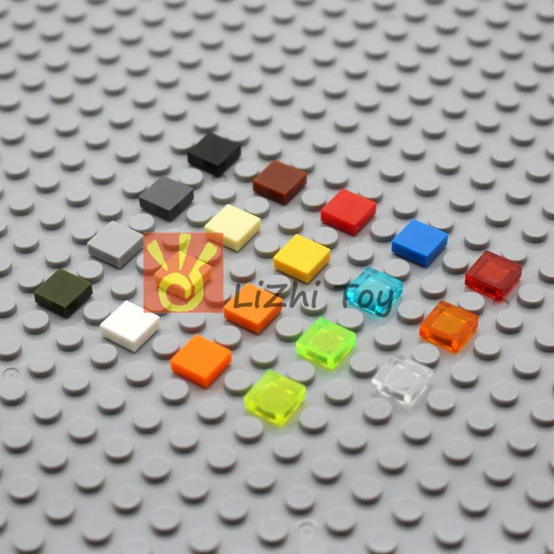 100pcs MOC Flat Tiles 1x1 Tablet with Groove 3070 DIY Enlighten Building Block Bricks Compatible Assembles Particles Toys