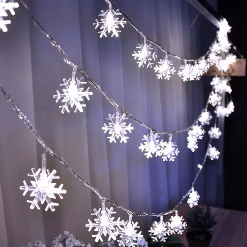 Fairy Lamps 10/20/40/80 LED Snowflake String Lamps Twinkle Garlands Battery Powered Christmas Holiday Party Wedding Decoration