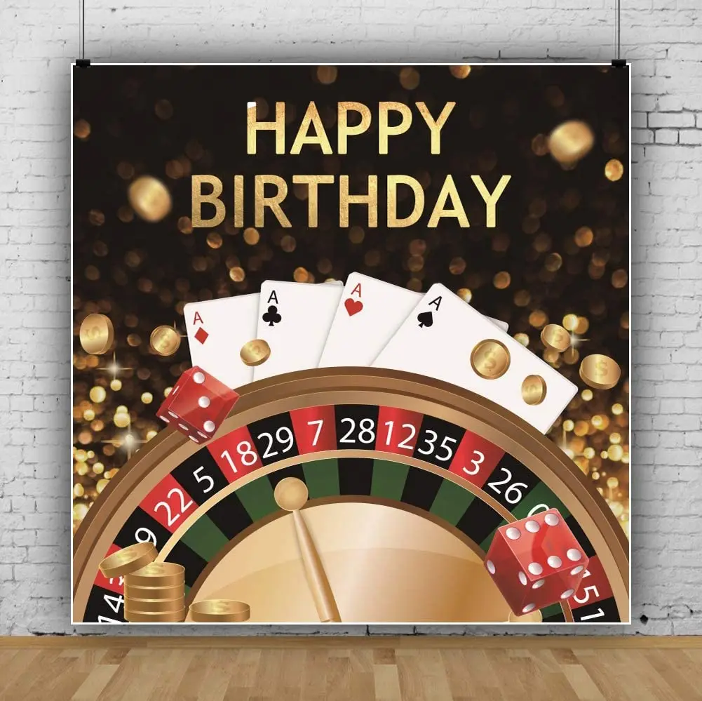 Happy Birthday Backdrop Poker Dice Casino Theme Birthday Party Background For Photography Adults Birthday Photo Wallpaper