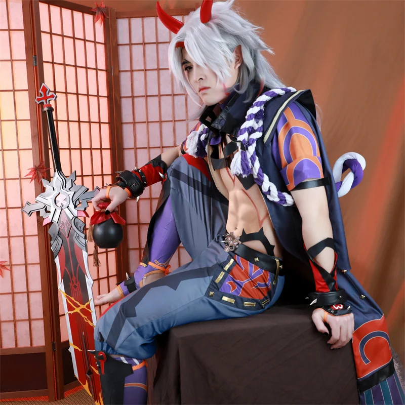 ROLECOS Game Genshin Impact Arataki Itto Cosplay Costume Handsome Cosplay for Men Outfit Costume Halloween Full Set