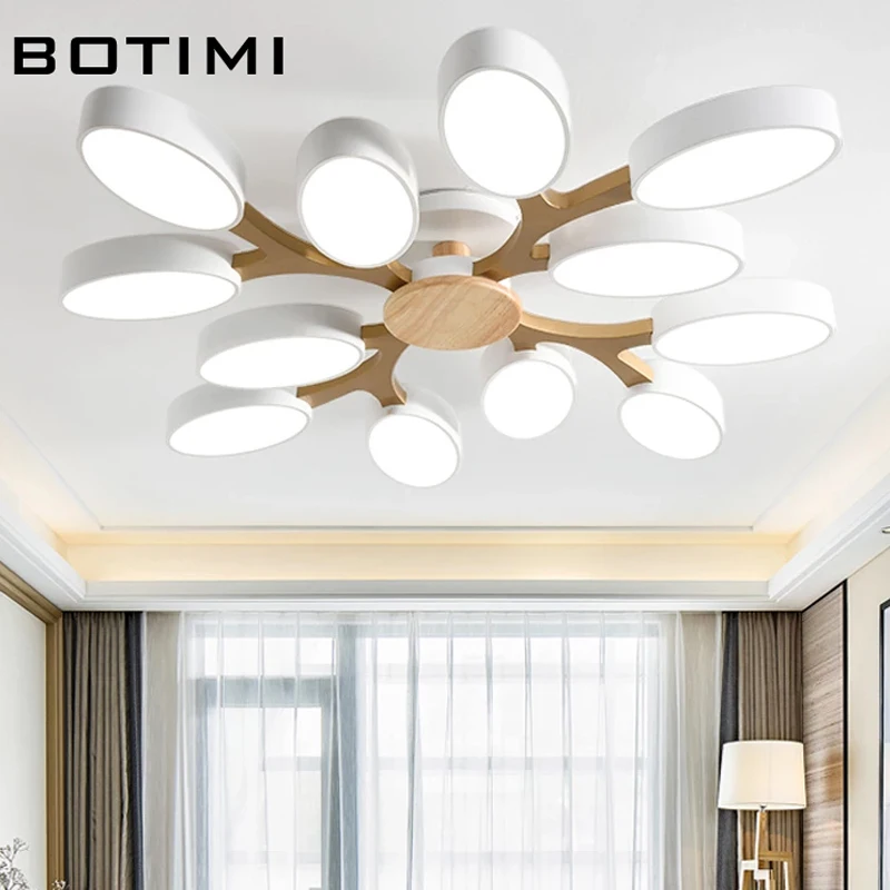 BOTIMI Tree Shaped Gray 110V 220V LED Ceiling Lights For Living Room Modern White Metal Bedroom Lamp Black Surface Mounted Light