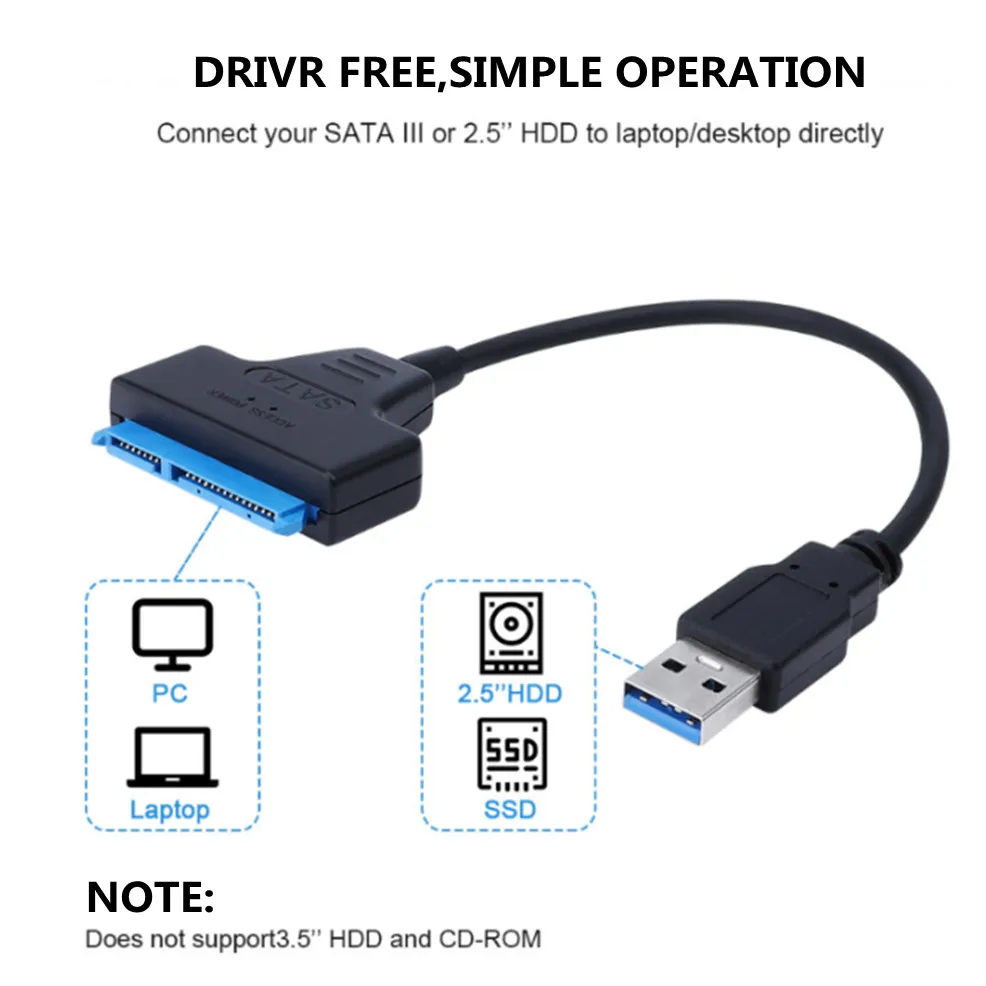 LccKaa Sata to USB 3.0 USB 2.0 Type C Adapter USB 3.0 SATA 3 Cable Up to 6 Gbps Support for 2.5 Inch External SSD HDD Hard Drive